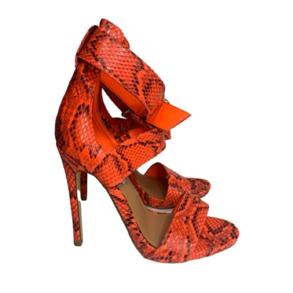Steve Madden Mysterii Orange Snakeskin Heels